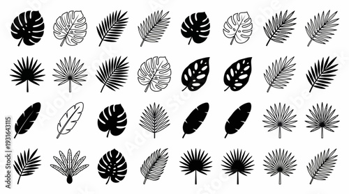 Tropical Leaf Vector Icon Set for Design Projects