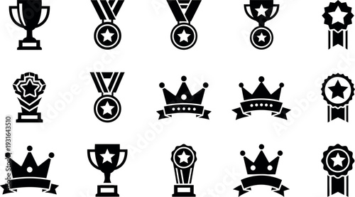 Collection of award icons and symbols