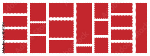 Vector wavy rectangles with red texture. Crayon drawn squares and rectangles with wavy rough edges. doodle hand drawn frames with irregular uneven shapes,irregular red text boxes