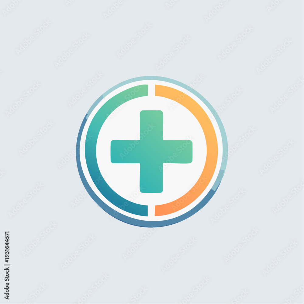Fototapeta premium Medical Plus Sign in a Circular Gradient Design, Symbolizing Health and Care