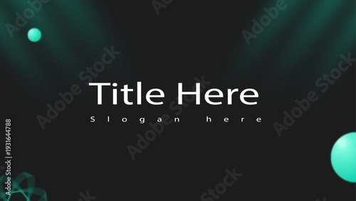 Abstract Dark Futuristic Background with 3D Teal Spheres and Glowing Neon Lines for Corporate Business Presentation and Technology Web Banner