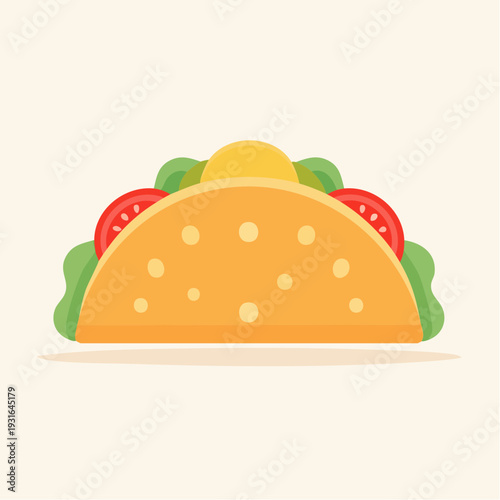 Delicious taco illustration with fresh toppings on a light background