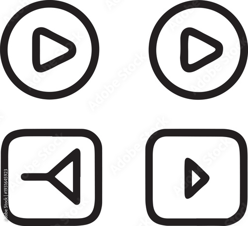 Play button pause button rewind button fast forward button media player icons for music video