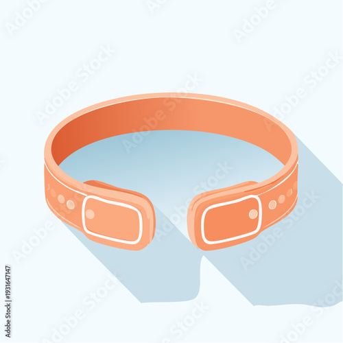Stylish Orange Wristband with Snap Fasteners on a Light Blue Background with Shadow