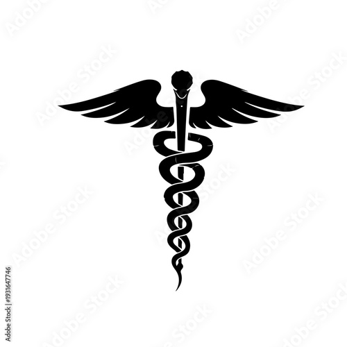 caduceus medical symbol on white