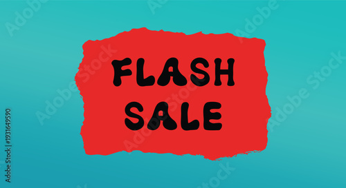Bold Flash Sale Promotional Sticker with Hand Drawn Typography on Rough Red Paper Label, Eye Catching Discount Banner Design for Retail Marketing, Ecommerce Offers and Limited Time Shopping Campaigns