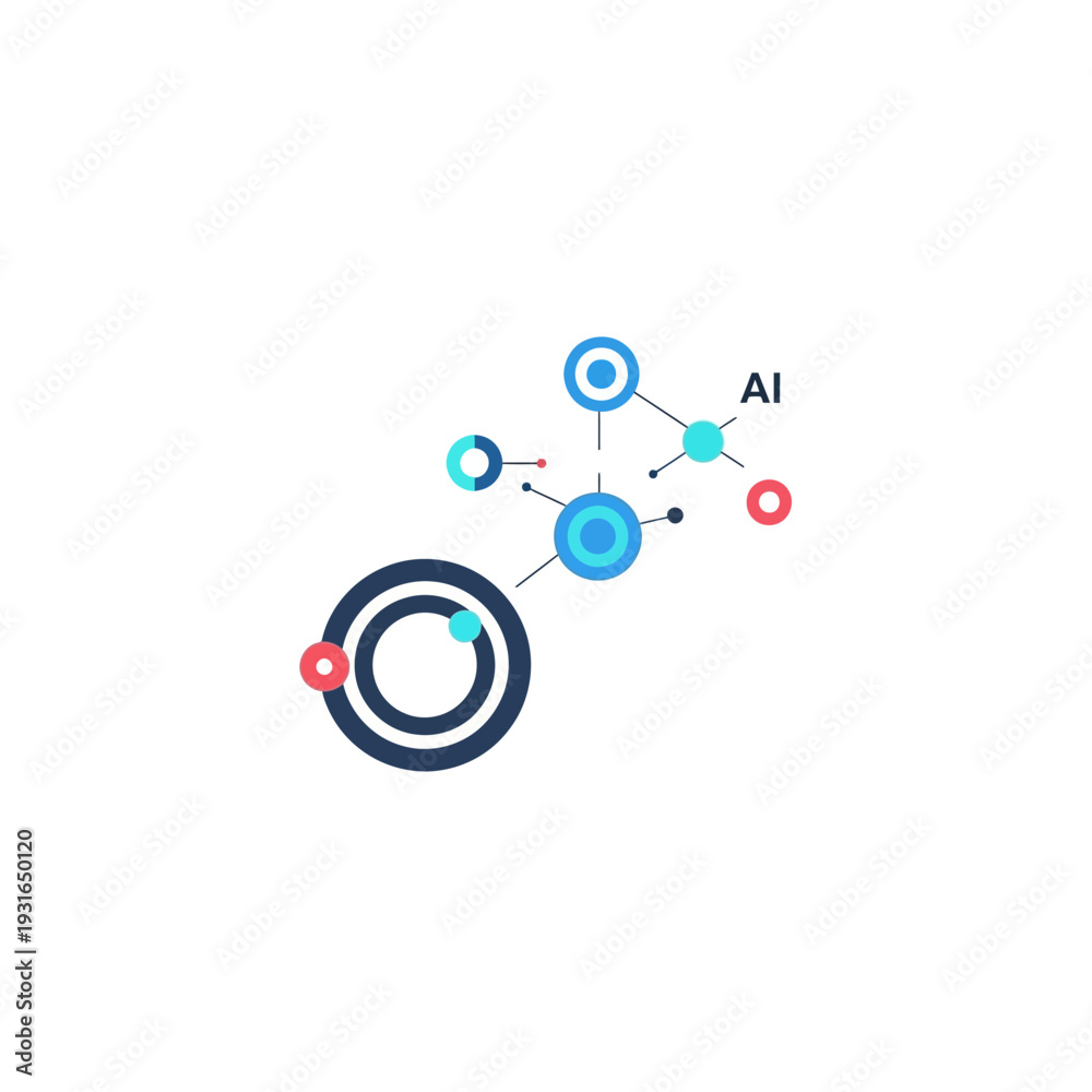 Fototapeta premium AI Network Connection with Data Flow and Digital Communication.