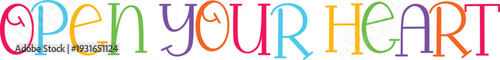 Open your heart with colorful letters, transparent background, vector illustration with no people