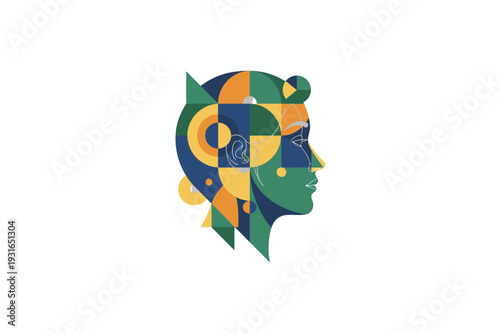 Geometric woman profile representing mind and creativity - Generative AI