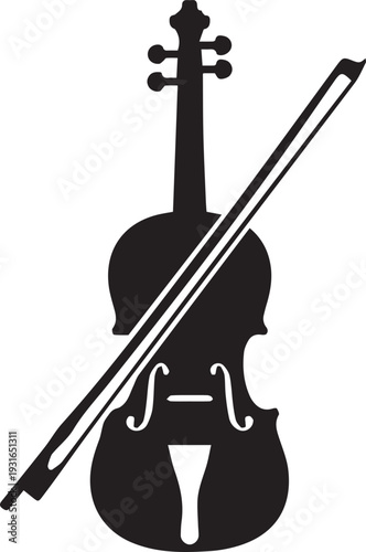 Elegant Classical Violin and Bow Silhouettes for Orchestral Music Design