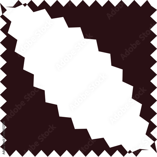 A dark brown jagged border surrounds a white irregularly shaped central area