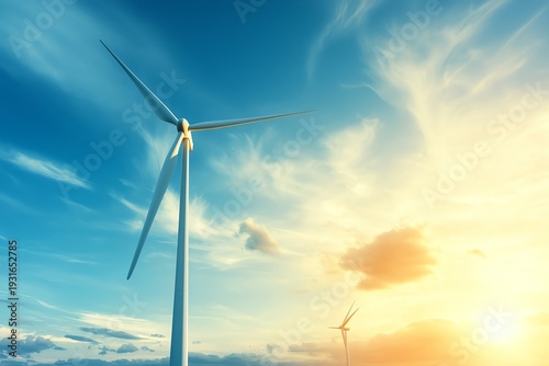 Wind Energy Integration into Power Grid Showing Clean Electricity Generation and Distribution