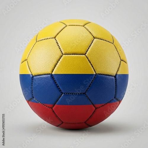 Realistic Rendered Football with National Colors of Colombia Isolated on White