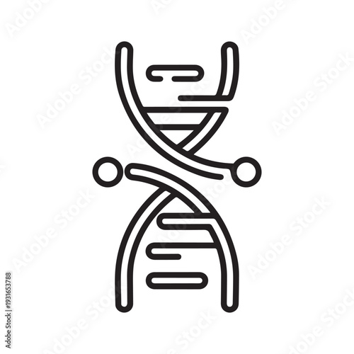 Minimalist DNA Helix Double Strand Icon for Genetic Science and Biotech Research Applications