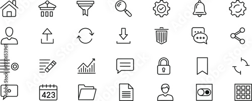 UI UX Web Layout Components Icons for Mobile App Interface and Wireframing