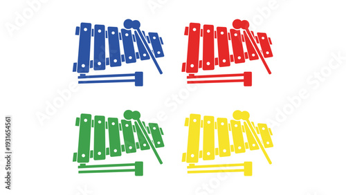 Colorful assortment of building toy connectors and pieces displayed in groups