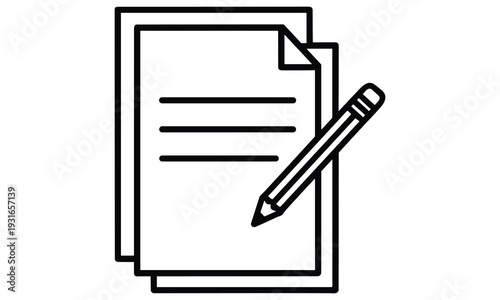 Simple document editing icon with pencil on paper symbolizing writing or editing a document for various professional purposes such as office work or academic assignments effectively.