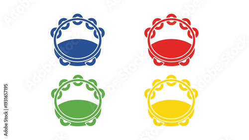 Four stylized wreaths with different vibrant colors in a grid formation