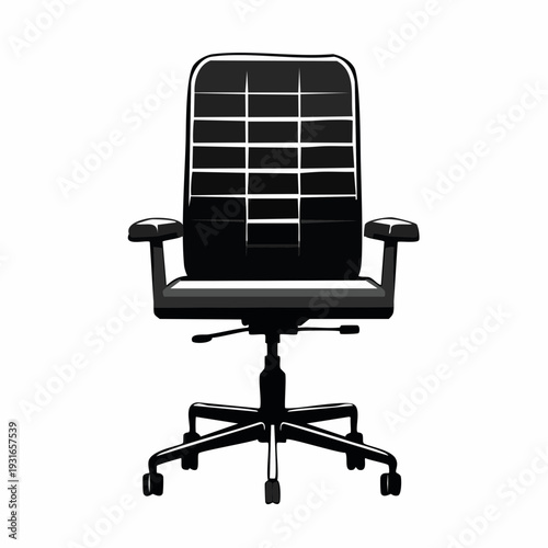 Black and white office chair vector illustration for ergonomic workspace design  a modern