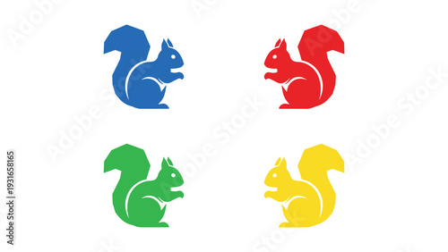 Colorful cartoon squirrels in vibrant primary and secondary colors