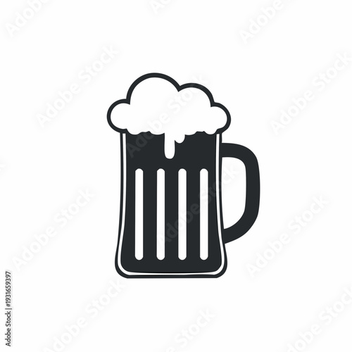 Elegant beer mug illustration with frothy head, perfect for brewery promotions and bar designs