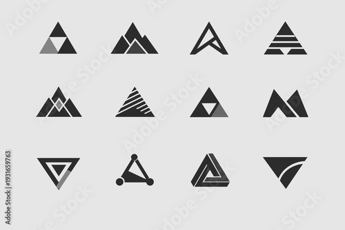 Free Download Triangle Logo Pack – Minimalist Geometric Monogram Mountain Abstract Vector Set - GFXLoad