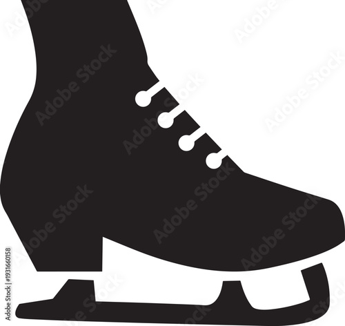 Detailed side profile of an ice skate boot with blade. Winter sports footwear icon for hockey, skating rinks, and seasonal outdoor fun.