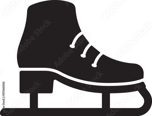 Classic figure ice skate vector illustration. Professional winter sports equipment for skating, ice dancing, and cold weather recreation.