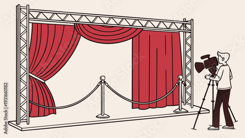 Red Carpet Event with Camera and Ropes.