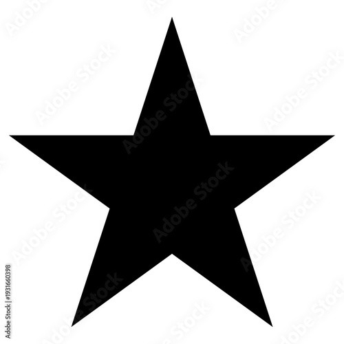 Solid black star icon, five-pointed shape symbol for favorites and ratings, minimalist decorative vector illustration