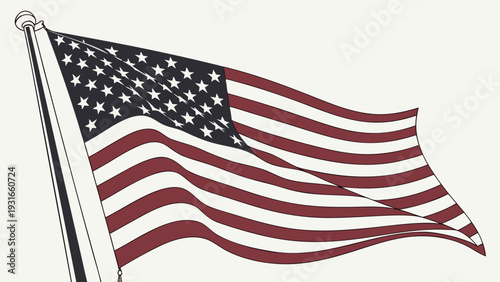 American Flag Waving Proudly on a Flagpole Against a Clear Sky.