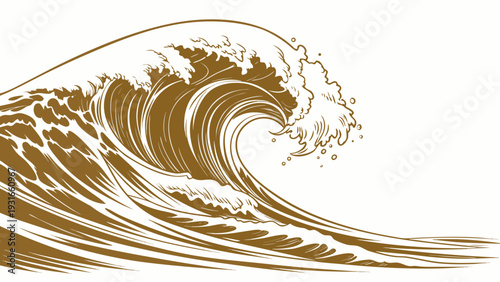 Dynamic ocean wave in a classic Japanese Ukiyoe style.