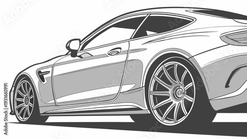 Dynamic Side View of a Modern Sports Car Illustration.
