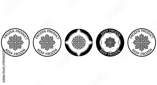 frozen product label and keep frozen sticker with a snowflake icon essential for food preservation and product packaging.