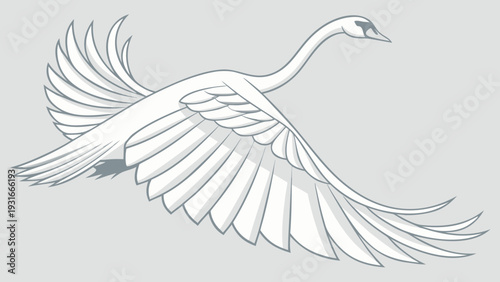 Graceful swan in flight with wings spread wide.