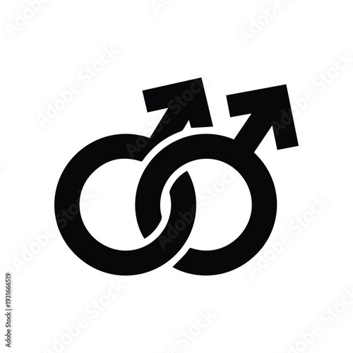 Modern gay male couple symbol with intertwined rings