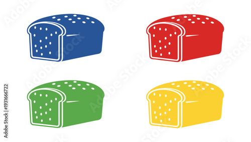 Four colorfully illustrated loaves of bread with distinct crust designs