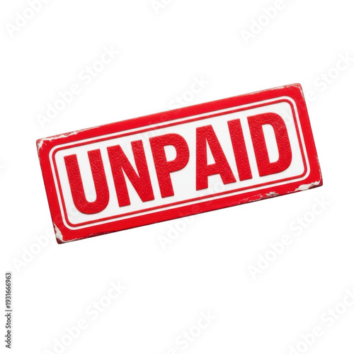 Red unpaid stamp icon, isolated on transparent background