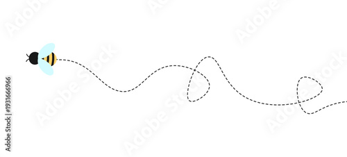 wavy line race bee flying illustration