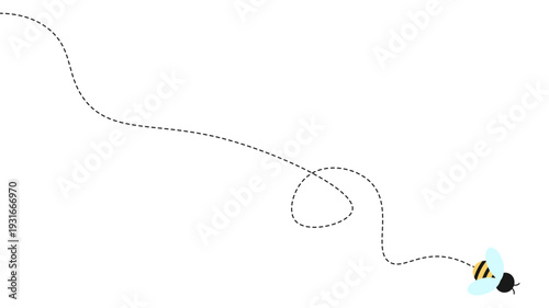 cute line race flying bee illustration clipart card decoration