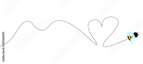 flying bee with heart shape line illustration cllipart