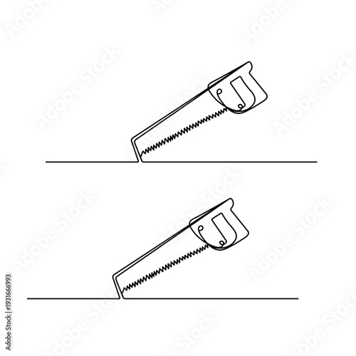 One line drawing of a professional hacksaw for metal cutting

