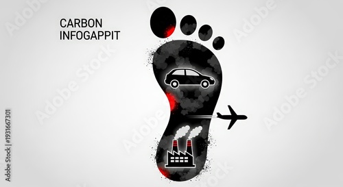 Carbon Footprint Infographic with Travel Elements.