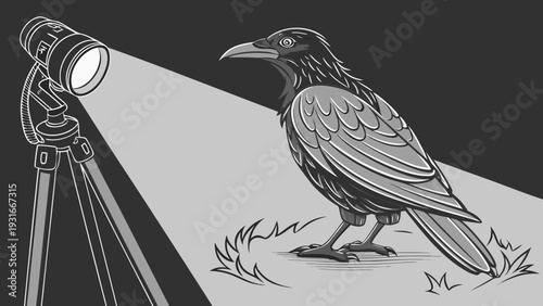 Spotlight on a Raven A Monochromatic Study of Focus and Intrigue.