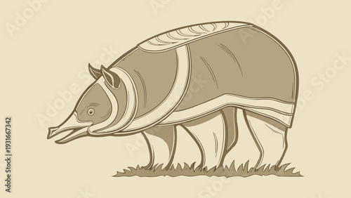 Stylized illustration of a tapir with distinctive markings on a light background.