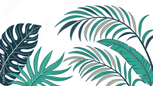 Tropical leaves background with various green foliage.