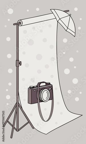 Professional Photography Studio Setup with Camera and Lighting Equipment 2.