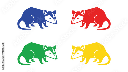 Colorful stylized wombat icons in vibrant shades of blue, red, green, and yellow