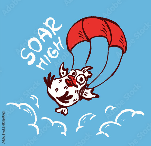 Funny bird skydiving