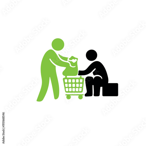 Humanitarian Aid Concept – Volunteer Giving Donation to Person in Need Icon